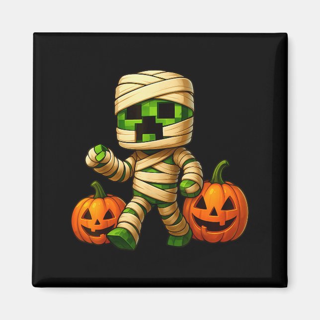 Gamer Xel Pumpkin Mummy Men Kids Boy Halloween Fun Magnet (Vorne)