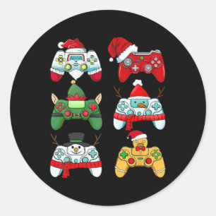 Gamer Xma Controller Weihnachten Runder Aufkleber