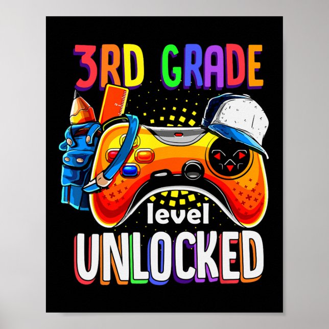 Gamer zurück zur Schule Gamepad 3. Stufe Poster (Vorne)