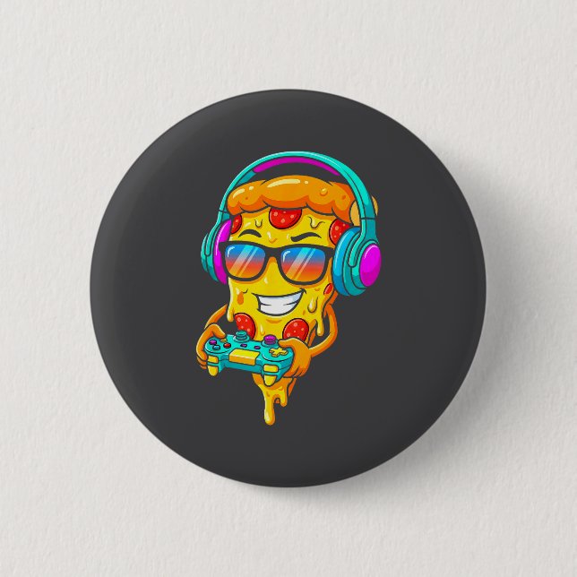 Gamer Zza Slice Video Gaming Boy Enthusiast Gamer  Button (Vorderseite)