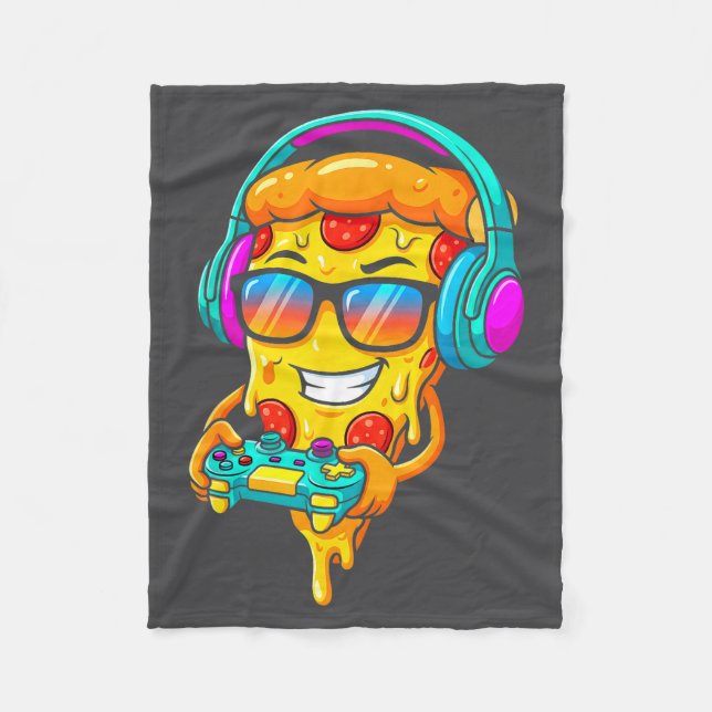 Gamer Zza Slice Video Gaming Boy Enthusiast Gamer  Fleecedecke (Vorderseite)