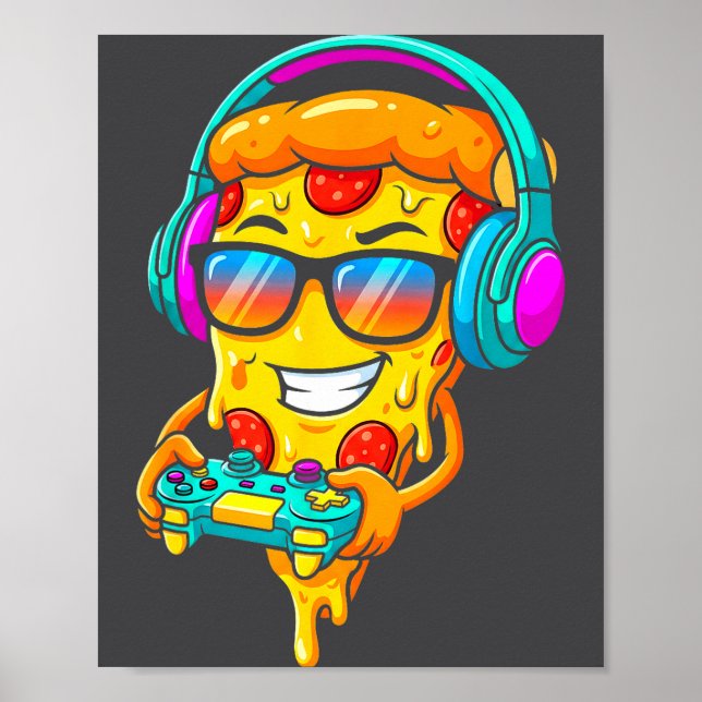 Gamer Zza Slice Video Gaming Boy Enthusiast Gamer  Poster (Vorne)