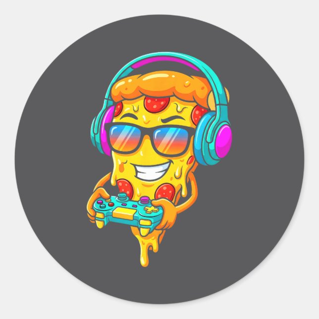 Gamer Zza Slice Video Gaming Boy Enthusiast Gamer  Runder Aufkleber (Vorderseite)