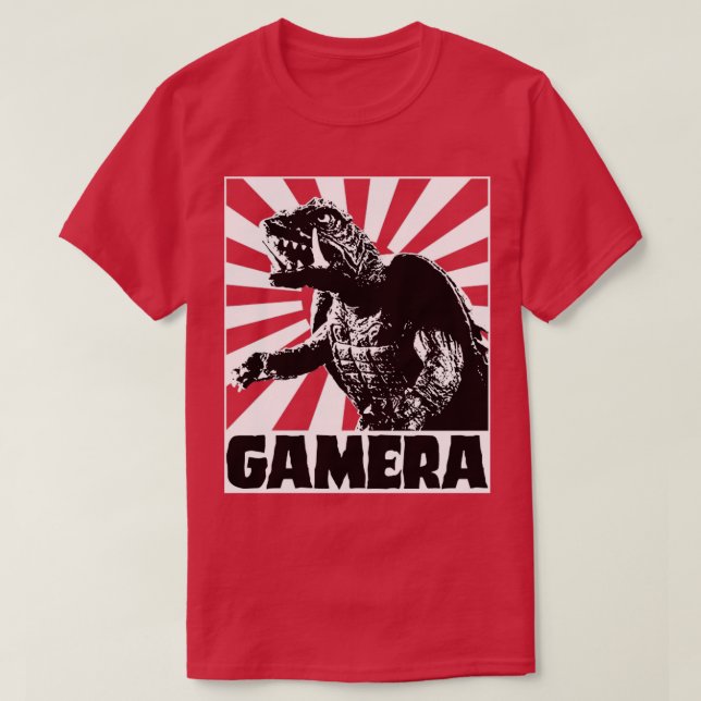 GAMERA 1965 Steigende Sonne für rote T-Shirts (Design vorne)