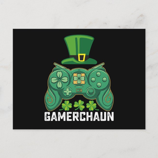 Gamerchaun Gamer Gaming Games St Patrick's Day Postkarte (Vorderseite)