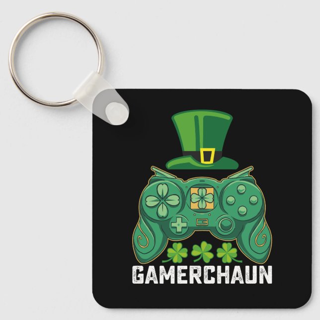 Gamerchaun Gamer Gaming Games St Patrick's Day Schlüsselanhänger (Vorderseite)