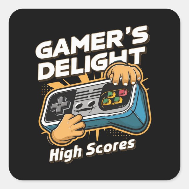 Gamerfreude Quadratischer Aufkleber (Vorderseite)