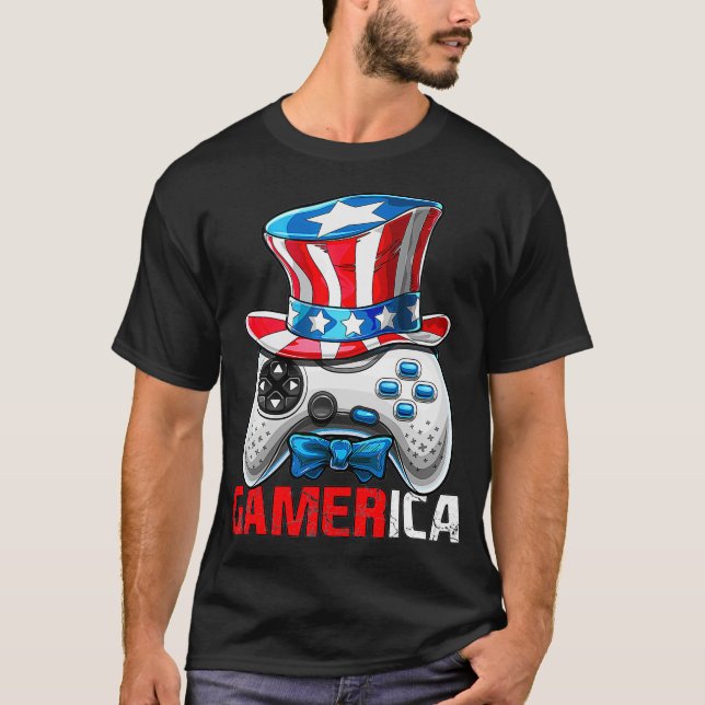 Gamerica 4. Juli Video Game American Flag Uncl T-Shirt (Vorderseite)