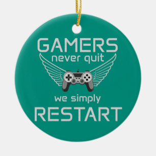 Gamers geben nie auf Retro-Zitat Keramik Ornament