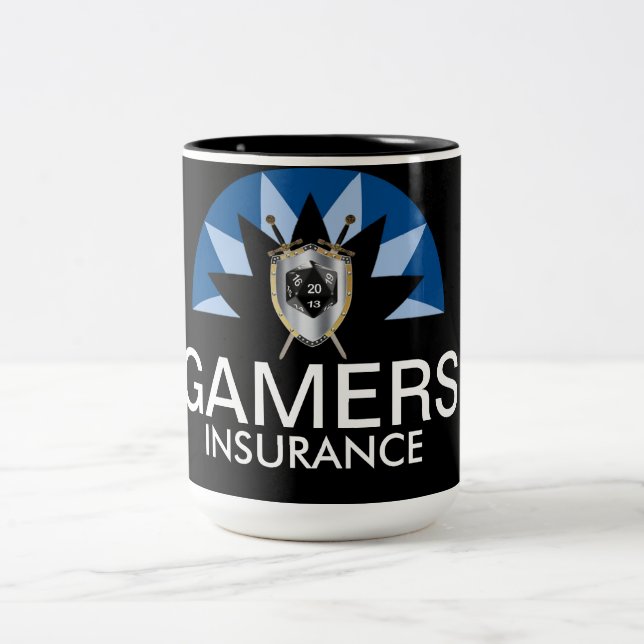 Gamers-Versicherung Zweifarbige Tasse (Mittel)