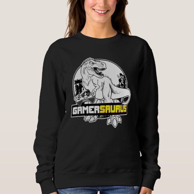 Gamersaurus Gamer Dinosaur Video Game Gaming Sweatshirt (Vorderseite)