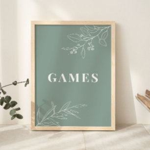 Games Sage Green Wedding Sign Poster