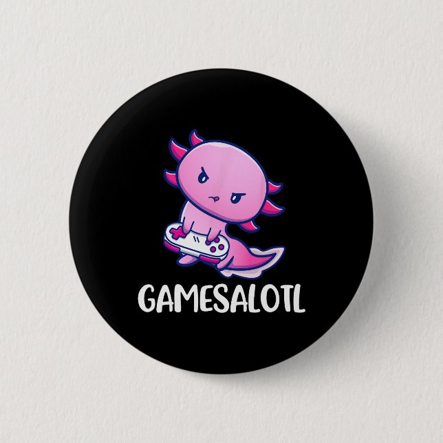 Gamesalotl Axolotl Cute Playing Video Game Button (Vorderseite)