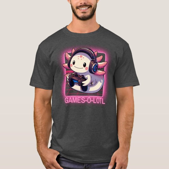 Gamesalotl Videospiele Niedlich Kawaii Axolotl Gam T-Shirt (Vorderseite)
