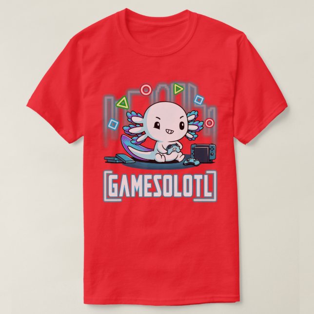Gamesolotl Axolotl Fish Playing Video Games T-Shirt (Design vorne)
