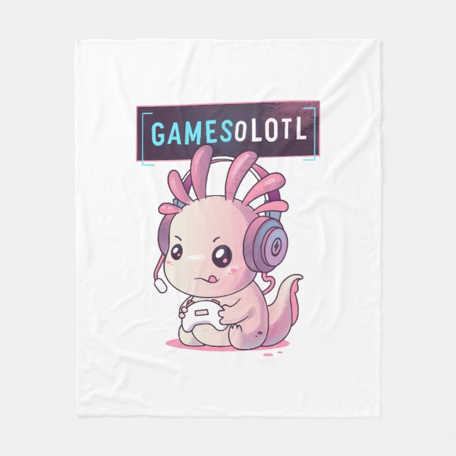 Gamesolotl - Axolotl Gamer Fleecedecke (Vorderseite)