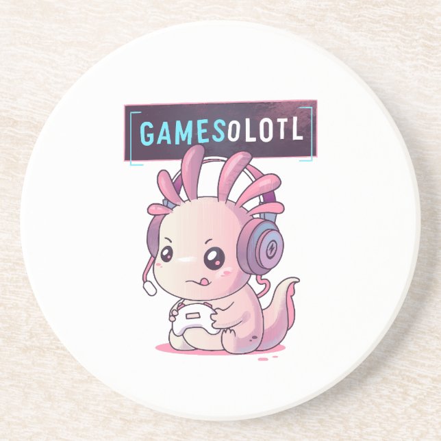 Gamesolotl - Axolotl Gamer Getränkeuntersetzer (Vorne)