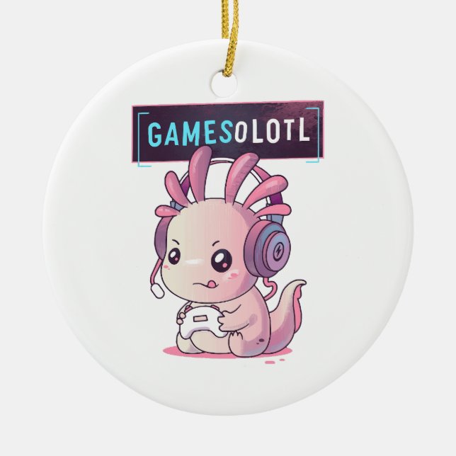 Gamesolotl - Axolotl Gamer Keramik Ornament (Vorne)