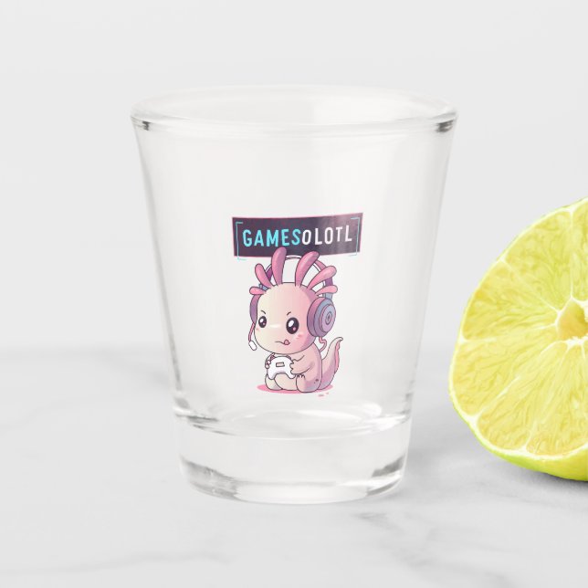 Gamesolotl - Axolotl Gamer Schnapsglas (Vorderseite)