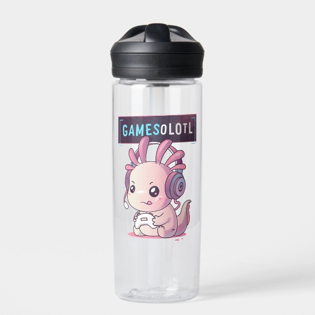 Gamesolotl - Axolotl Gamer Trinkflasche (Vorderseite)