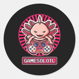 Gamesolotl Axolotl Niedlich Kawaii Anime Gaming Ki Runder Aufkleber