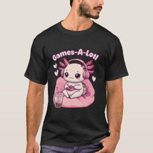 Gamesolotl Axolotl Pink Videospiele Niedlich Kawai T-Shirt