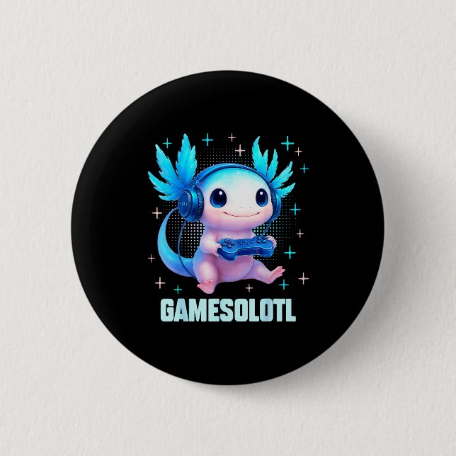 Gamesolotl Axolotl Video Gamer Kawaii Anime Boys T Button (Vorderseite)