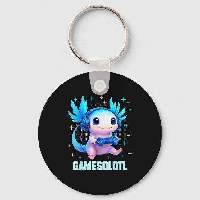 Gamesolotl Axolotl Video Gamer Kawaii Anime Boys T Schlüsselanhänger (Vorderseite)