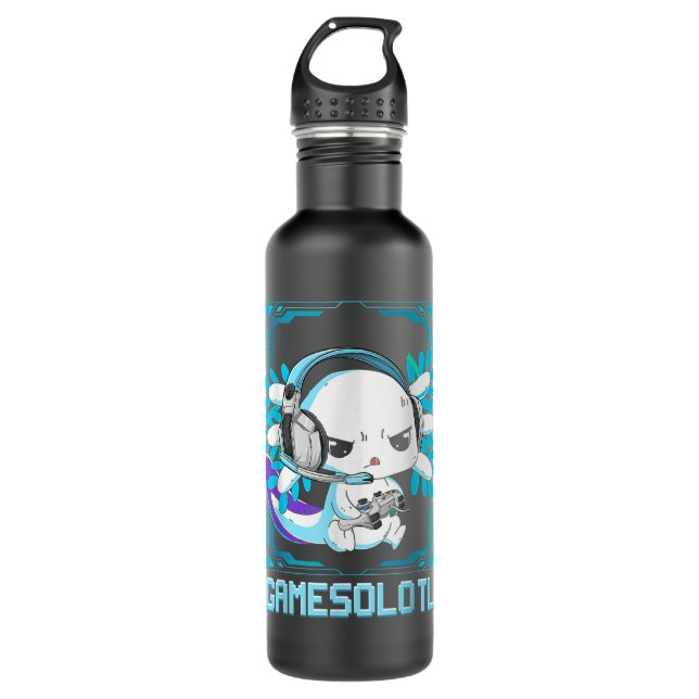 Gamesolotl Axolotl Video Gamer Kawaii Anime Gift B Edelstahlflasche (Vorderseite)