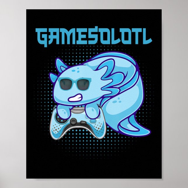 Gamesolotl Axolotl Video Gamer Kawaii Anime Kids B Poster (Vorne)