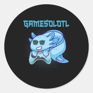 Gamesolotl Axolotl Video Gamer Kawaii Anime Kids B Runder Aufkleber