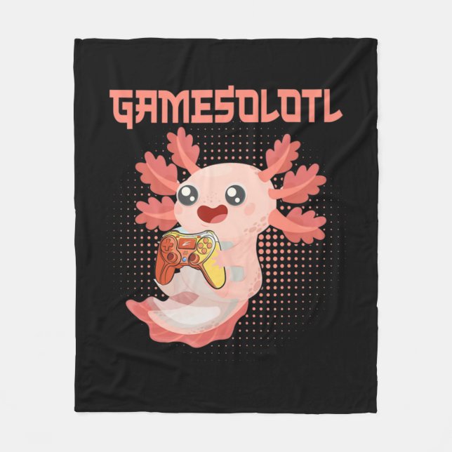 Gamesolotl Axolotl Video Gamer Kawaii Pastel Goth Fleecedecke (Vorderseite)