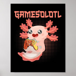 Gamesolotl Axolotl Video Gamer Kawaii Pastel Goth Poster
