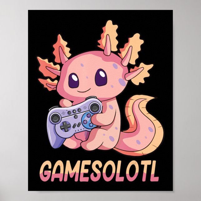 Gamesolotl Axolotl Video Gamer Kawaii Pastel Goth Poster (Vorne)