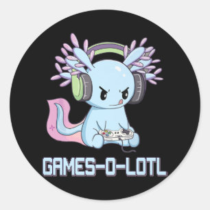 Gamesolotl Axolotl Video Gamer Kawaii Pastel Goth Runder Aufkleber
