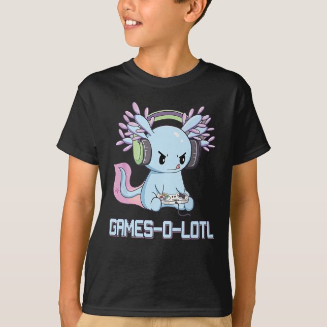 Gamesolotl Axolotl Video Gamer Kawaii Pastel Goth T-Shirt (Vorderseite)