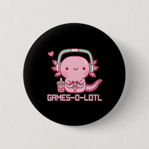Gamesolotl Axolotl Video Games Kawaii Anime Gamer Button