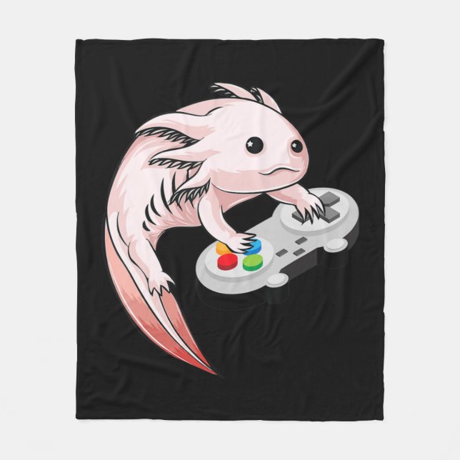 Gamesolotl Axolotl Video Games Kawaii Anime Gaming Fleecedecke (Vorderseite)