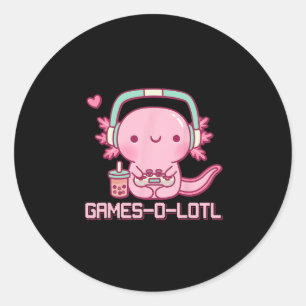 Gamesolotl Axolotl Videospiele Kawaii Anime Gamer  Runder Aufkleber