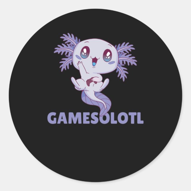 Gamesolotl Funny Axolotl Word Spiel für Gamer Runder Aufkleber (Vorderseite)