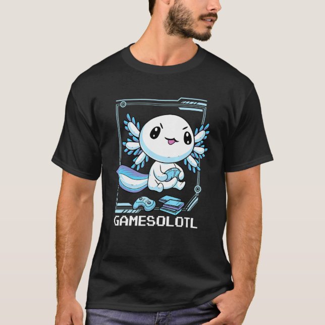 Gamesolotl Gamer Axolotl Fish Playing Video Games T-Shirt (Vorderseite)