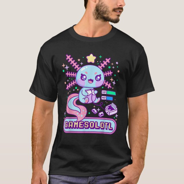 Gamesolotl Gamer Axolotl Kawaii Niedlich Anime Pas T-Shirt (Vorderseite)