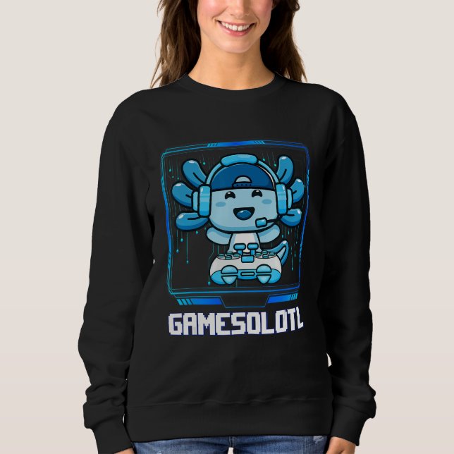 Gamesolotl Gamer Axolotl Playing Video Games  Boys Sweatshirt (Vorderseite)