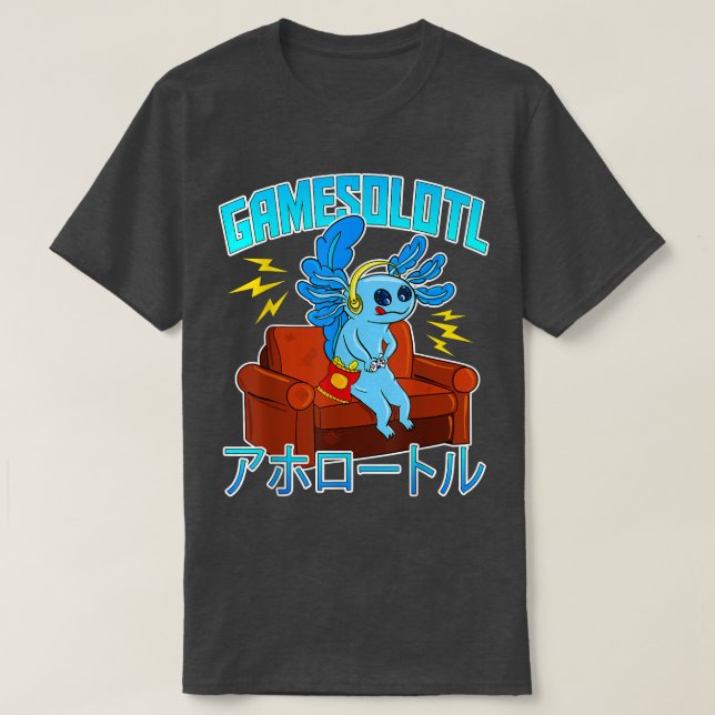 Gamesolotl Gamer Fish Aolotl Playing Video Games K T-Shirt (Design vorne)