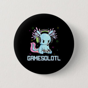 Gamesolotl Niedlich Axolotl Video Gamer Kawaii Ani Button