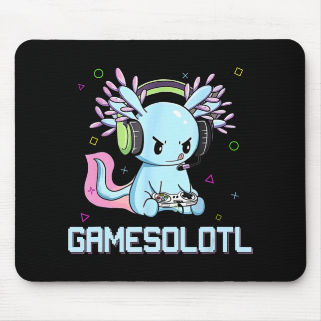 Gamesolotl Niedlich Axolotl Video Gamer Kawaii Ani Mousepad (Vorne)