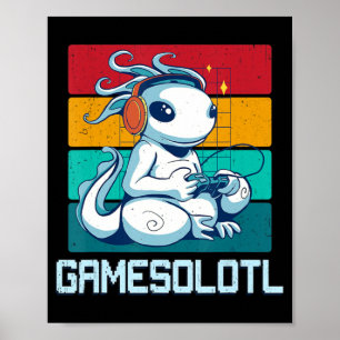 Gamesolotl Niedlich Axolotl Video Gamer Kawaii Ani Poster