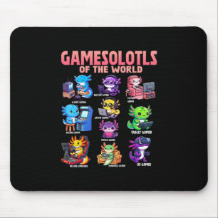 Gamesolotls der Welt Vielfältiger Gamer Axolotl An Mousepad