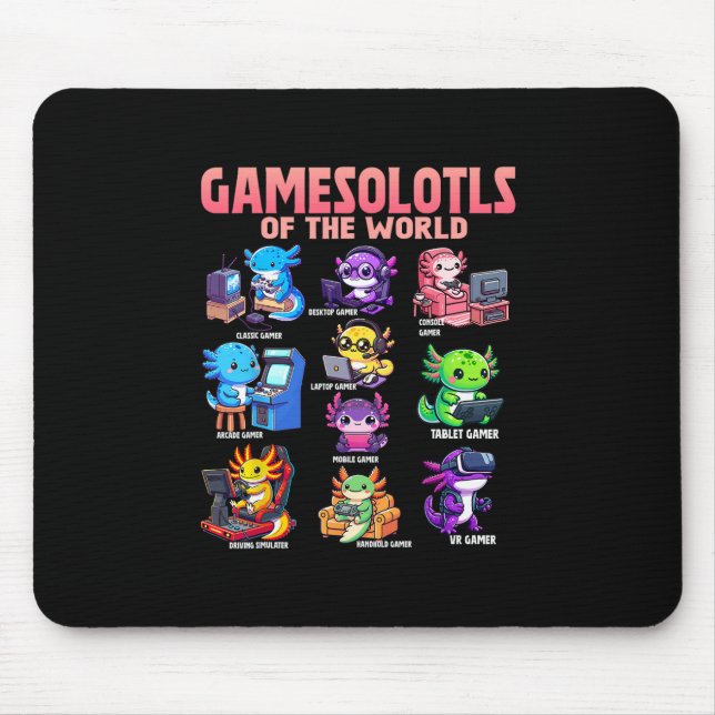 Gamesolotls Of The World Diverse Gamer Axolotl Ani Mousepad (Vorne)
