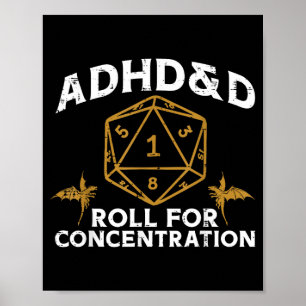 Gaming-ADHS und lustiger Gamer Männer Jungen Kinde Poster